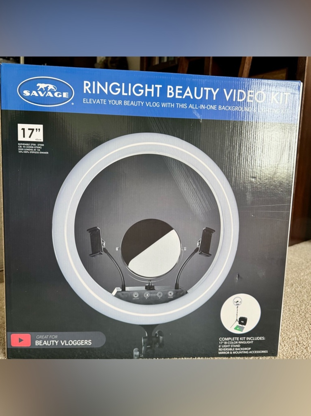 Beauty Video Ring Light Kit with Dual Phone Holders - White/Black
